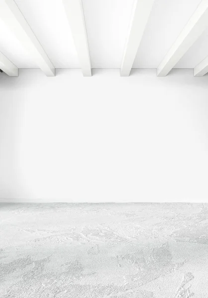 Dormitorio blanco de estilo minimalista Diseño interior con pared de madera y sofá gris. Representación 3D. Ilustración 3D — Foto de Stock