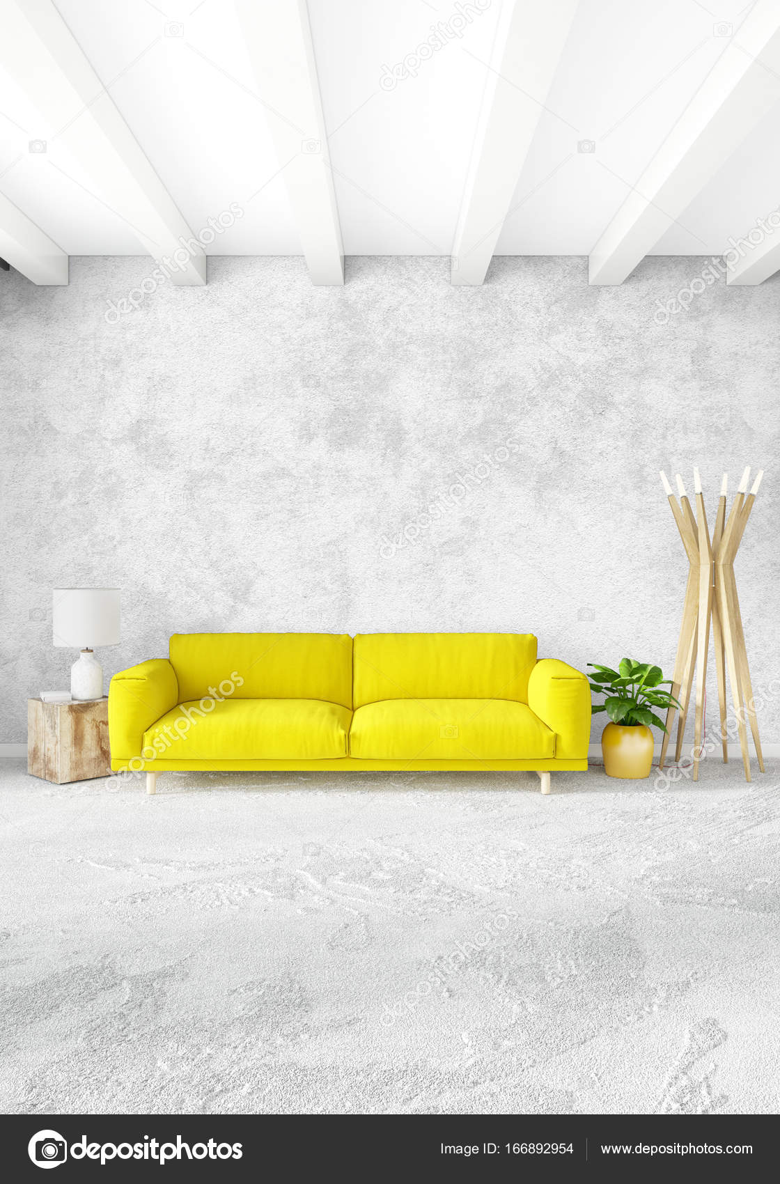 Modern Bedroom Yellow Sofa Luxury Minimal Style Interior