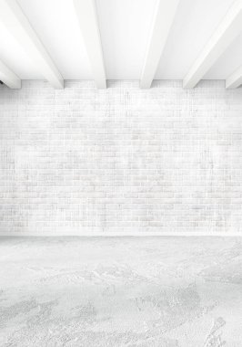 Dikey boş oda minimalizm tarzı şık duvar ve iç tasarımı 3d render.