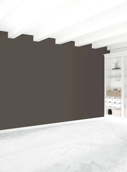 Habitación vacía vertical en estilo minimalista Diseño de interiores con pared elegante y. Renderizado 3D . — Foto de Stock