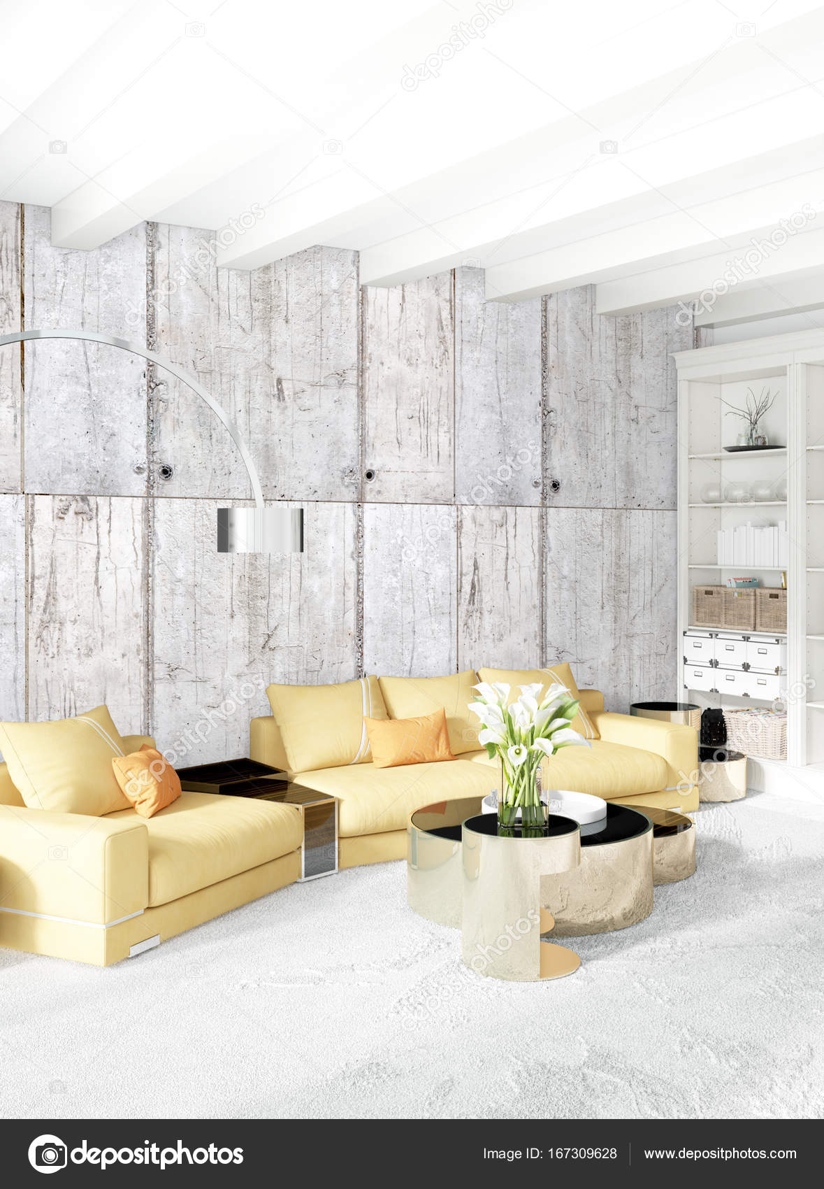 Modern hálószoba sárga kanapé luxus minimál stÃlusú belsÅ loft ... Hálószoba minimál stílus