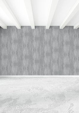Dikey boş oda minimalizm tarzı şık duvar ve iç tasarımı 3d render.
