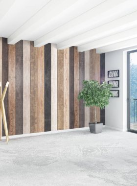 Dikey boş oda minimalizm tarzı şık duvar ve iç tasarımı 3d render.