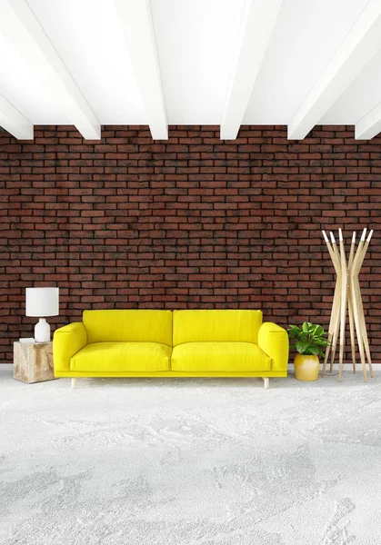 Vita sovrum eller allrum minimal stil inredning med eleganta vägg och soffa. 3D-rendering. Conept av show-room — Stockfoto