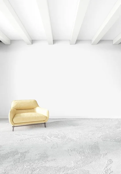 화이트 침실 또는 거실 최소한의 스타일 인테리어 디자인 세련 된 벽과 소파. 3d 렌더링입니다. 쇼 룸의 Conept — 스톡 사진