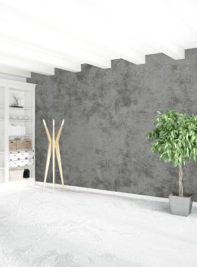 Beyaz yatak odası veya oturma odası en az stil iç tasarım şık duvar ve Kanepeli. 3D render. Conept gösteri Oda