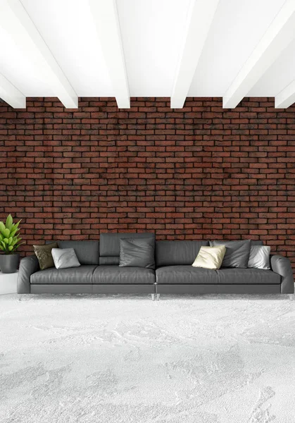 Beyaz yatak odası veya oturma odası en az stil iç tasarım şık duvar ve Kanepeli. 3D render. Conept gösteri Oda