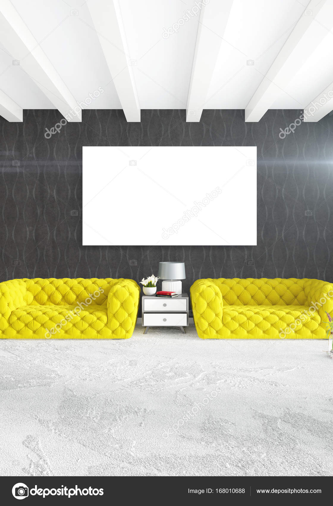 Vita sovrum eller allrum minimal stil inredning med eleganta vägg ...