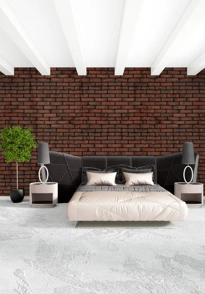 Beyaz yatak odası veya oturma odası en az stil iç tasarım şık duvar ve Kanepeli. 3D render. Conept gösteri Oda