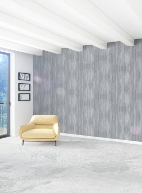 Beyaz yatak odası veya oturma odası en az stil iç tasarım şık duvar ve Kanepeli. 3D render. Conept gösteri Oda