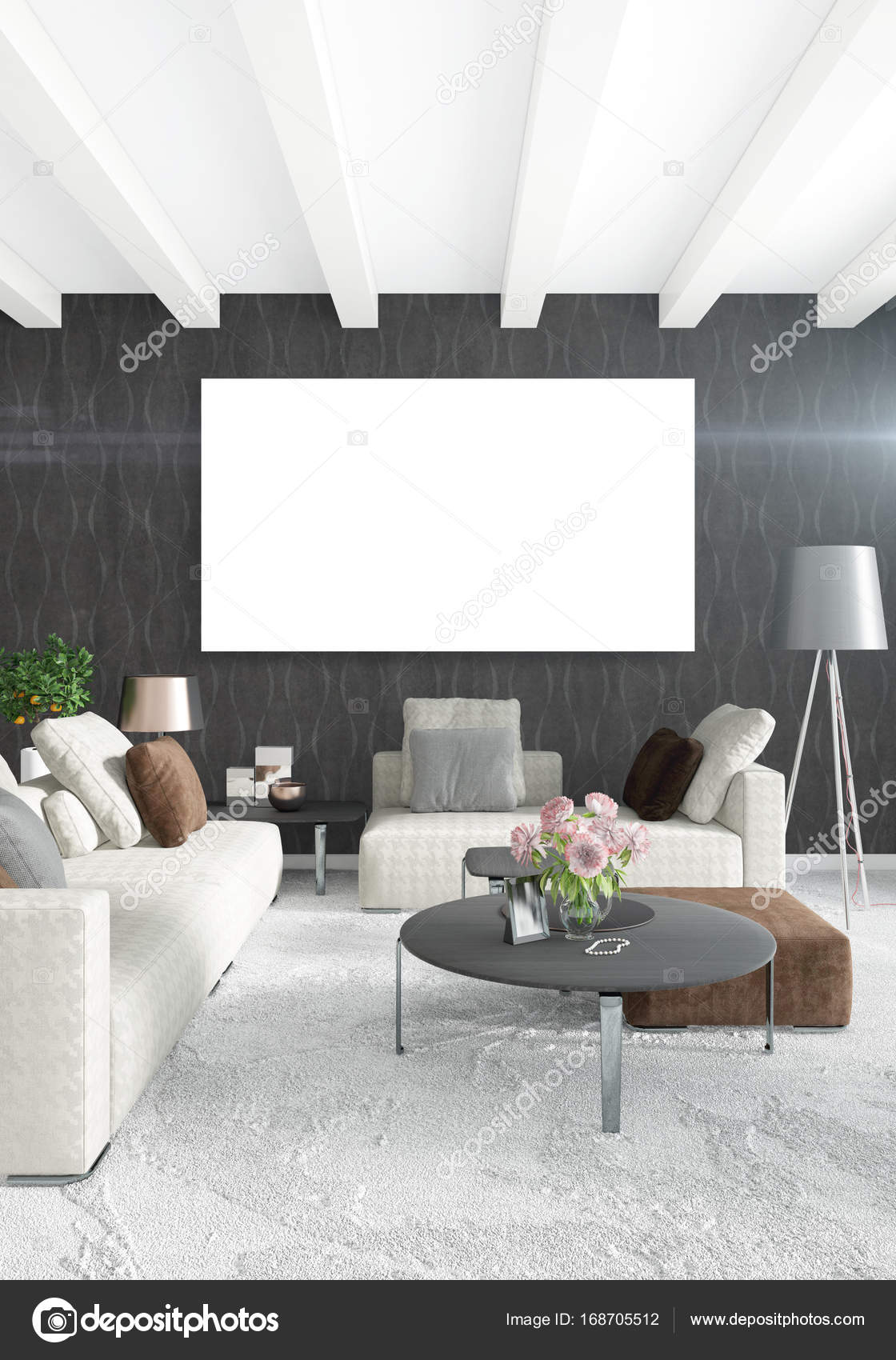 Loft slaapkamer in moderne stijl interieur met eclectische muur en ... Loft slaapkamer in moderne stijl interieur met eclectische muur en ...