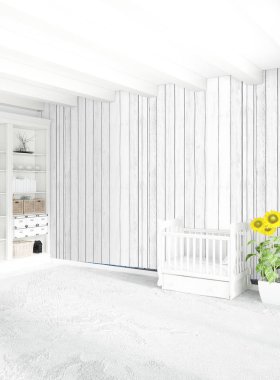 Çatı odasında modern tarzı iç tasarım eklektik duvar ve boşaltmak dikey kavramı. 3D render.