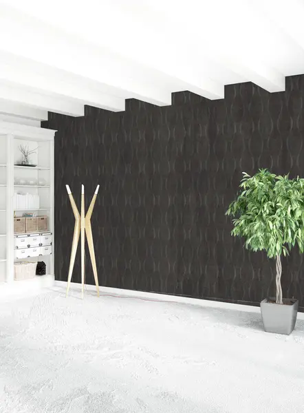 Dikey yatak odası en az ya da Loft tarzı iç tasarım. 3D render. Kavram fikir.