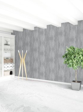 Beyaz boş yatak odası en az stil iç tasarım ahşap duvar ve boşaltmak. 3D render.