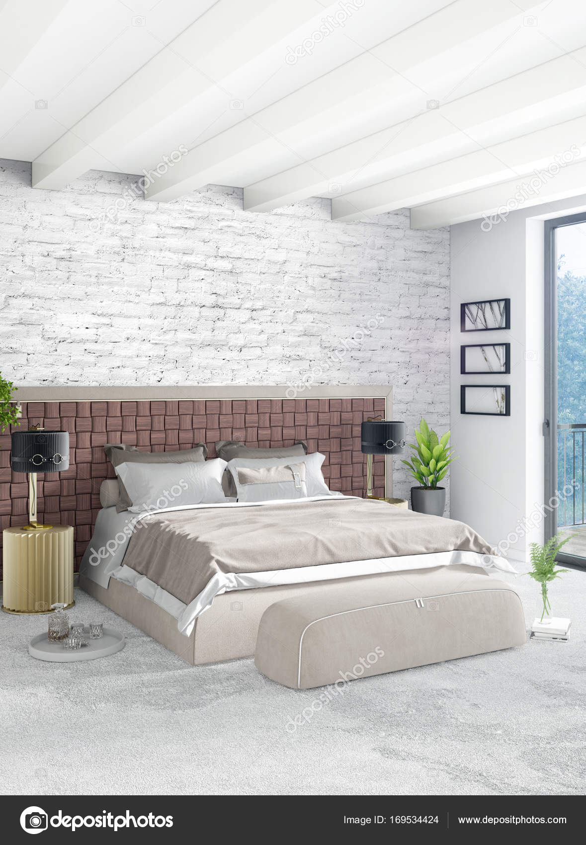 Loft Bedroom In Modern Style Interior Design With Eclectic