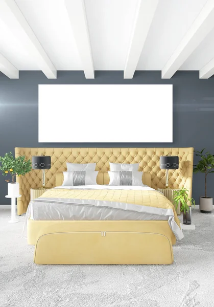 Chambre jaune ou salon dans un style moderne Design d'intérieur avec mur exsudant et mobilier élégant. Rendu 3D . — Photo
