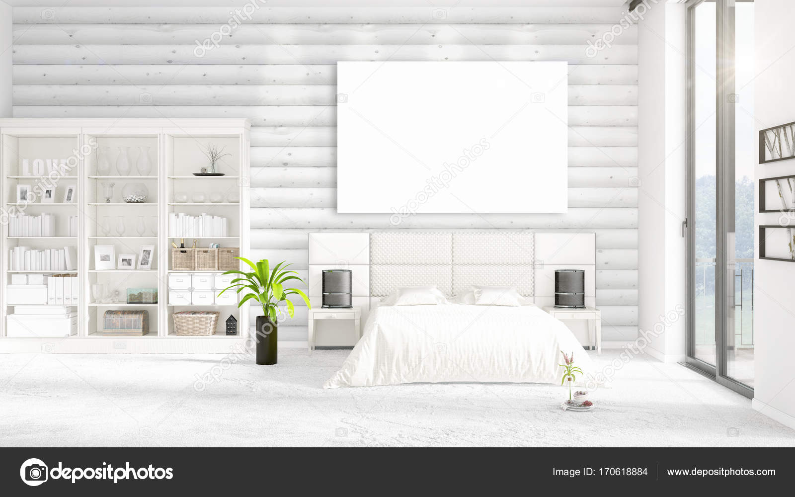 Modische moderne Loft Interieur mit leeren Rahmen und Exemplar in ... Modische moderne Loft Interieur mit leeren Rahmen und Exemplar in ...
