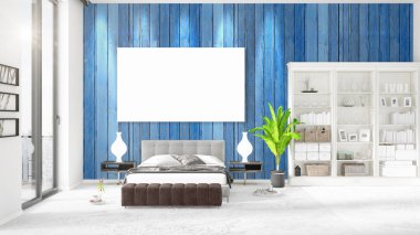 Şık modern loft iç boş çerçeve ve boşaltmak yatay düzenleme ile. 3D render.