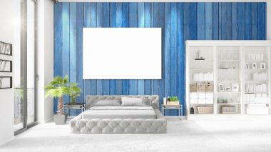 Şık modern loft iç boş çerçeve ve boşaltmak yatay düzenleme ile. 3D render.