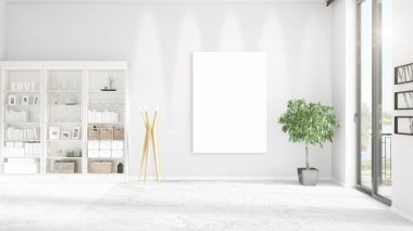 Moda çatı içi boş çerçeve, boşaltmak, kimse ve panoramik yatay düzenleme. 3D render