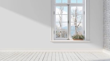 Modern parlak iç. 3D render