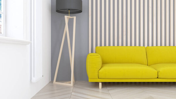 Living room interior in scandinavian style . 3D rendering