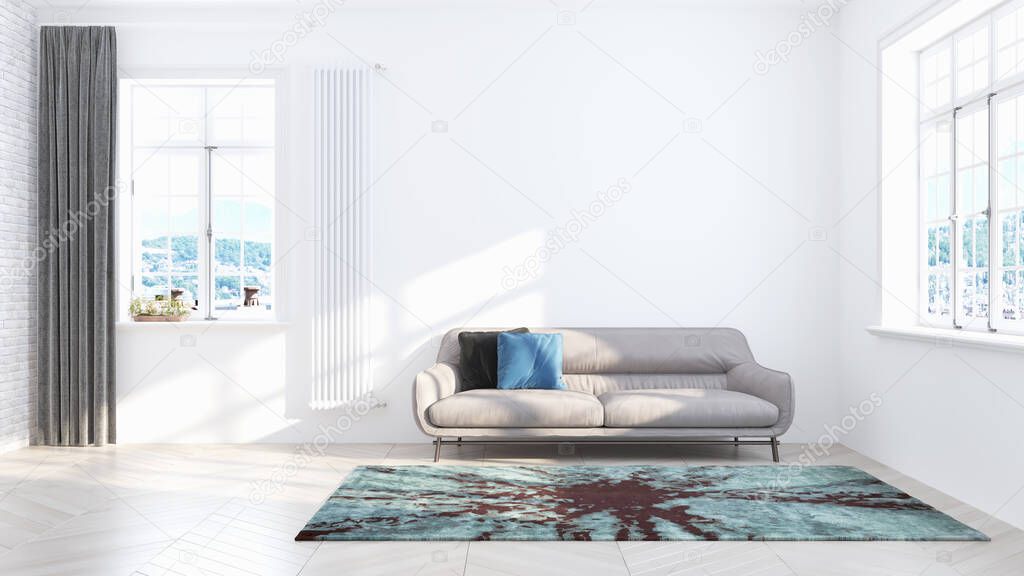 Living room interior in scandinavian style . 3D rendering