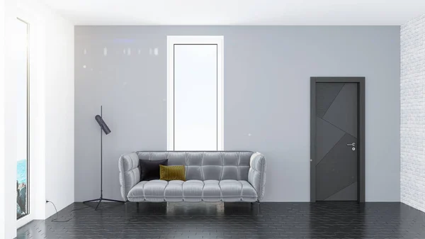 Інтер'єр вітальні в скандинавському стилі. 3D візуалізація — стокове фото
