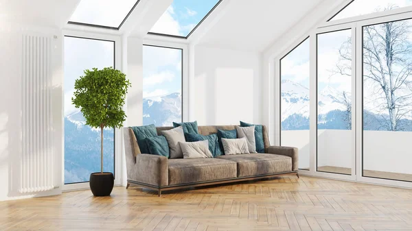 Modern design living room interior with beautiful view . 3D rendering — Stock Photo, Image