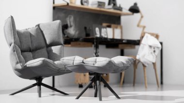 Modern tasarım oturma odası. Güzel manzarası var. 3d oluşturma