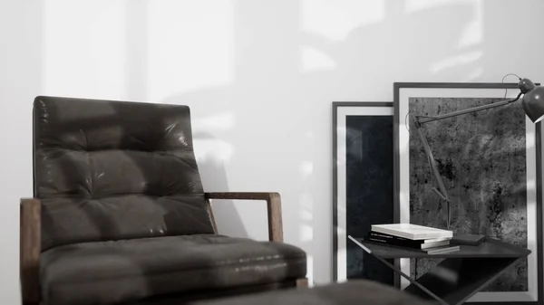 Design moderno soggiorno interno con bella vista. Rendering 3D — Foto Stock