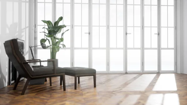 Modern design living room interior with beautiful view. 3D рендеринг — стоковое фото