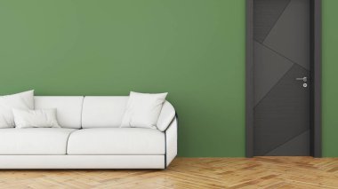 Modern tasarım oturma odası. Güzel manzarası var. 3d oluşturma