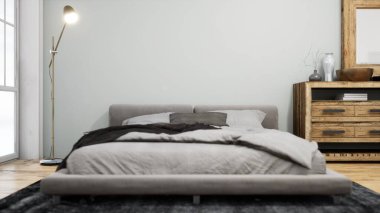 Modern tasarım oturma odası. Güzel manzarası var. 3d oluşturma