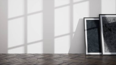 Modern tasarım oturma odası. Güzel manzarası var. 3d oluşturma