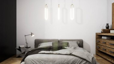 Modern tasarım oturma odası. Güzel manzarası var. 3d oluşturma