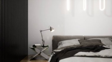 Modern tasarım oturma odası. Güzel manzarası var. 3d oluşturma