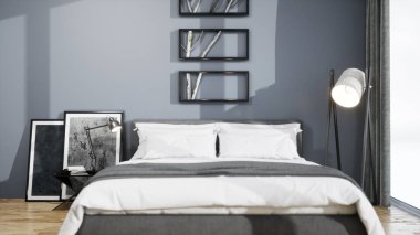 Modern tasarım oturma odası. Güzel manzarası var. 3d oluşturma