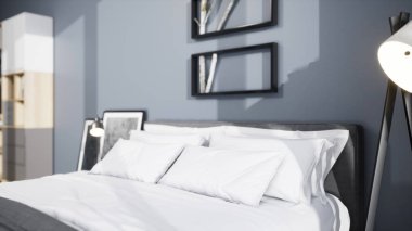 Modern tasarım oturma odası. Güzel manzarası var. 3d oluşturma