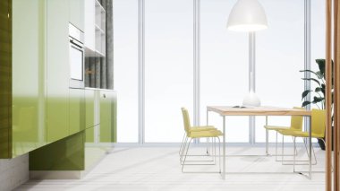 Modern tasarım oturma odası İskandinav tarzında. 3d oluşturma