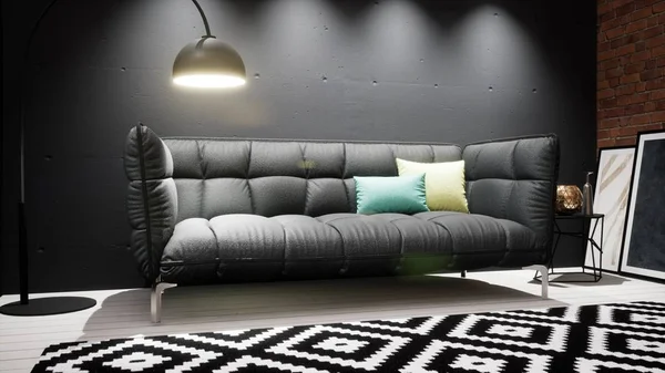 Modern design living room interior in Scandinavian style . 3D rendering — Stock Photo, Image