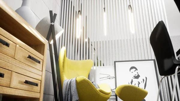 Modern design living room interior in Scandinavian style . 3D rendering — Stock Photo, Image