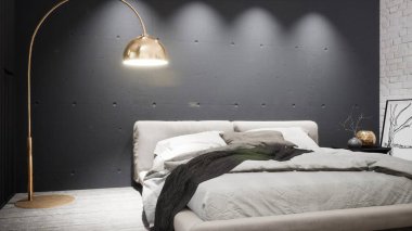 Modern tasarım oturma odası İskandinav tarzında. 3d oluşturma