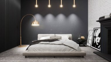 Modern tasarım oturma odası İskandinav tarzında. 3d oluşturma