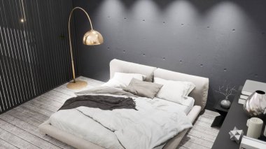 Modern tasarım oturma odası İskandinav tarzında. 3d oluşturma