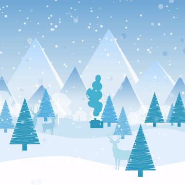 Beyaz arka planda mavi ve gri kar taneleri olan iki renkli yeni yıl ve Noel kartı. Vektör illüstrasyonu