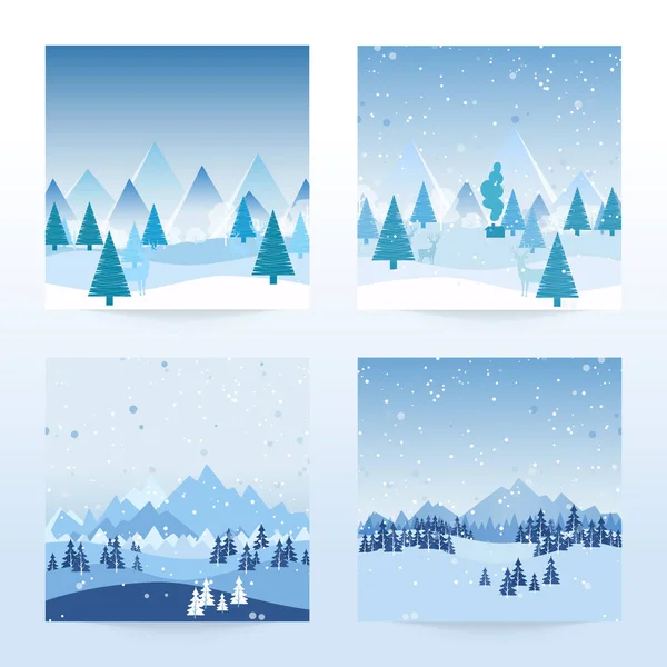 New Year Christmas Card Two Color Snowflakes Blue Gray White — Stock Vector