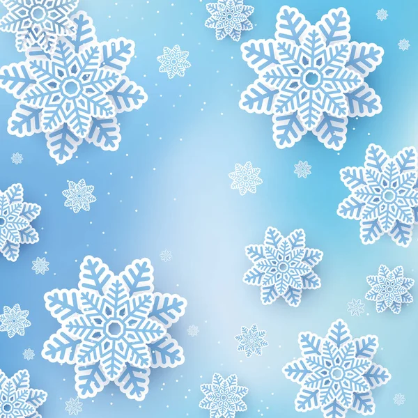 Neujahrs Und Weihnachtskarte Aus Zweifarbigen Schneeflocken Blau Und Grau Auf — Stockvektor