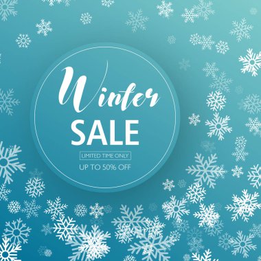 Beyaz arka planda mavi ve gri kar taneleri olan iki renkli yeni yıl ve Noel kartı. Vektör illüstrasyonu