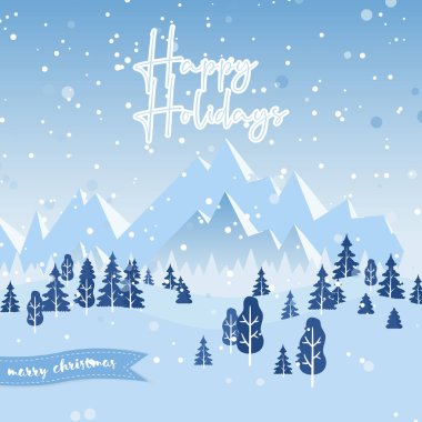 New Year and Christmas card with snowflakes of blue and gray